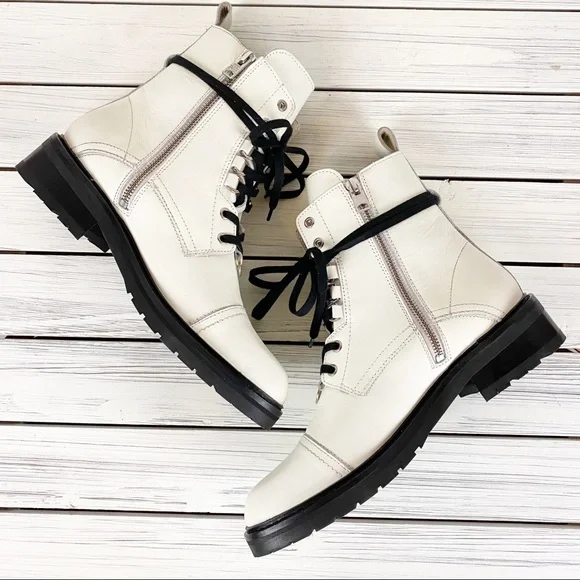 NEW All Saints Lira Hiker White Leather Boots 11 - Picture 5 of 16